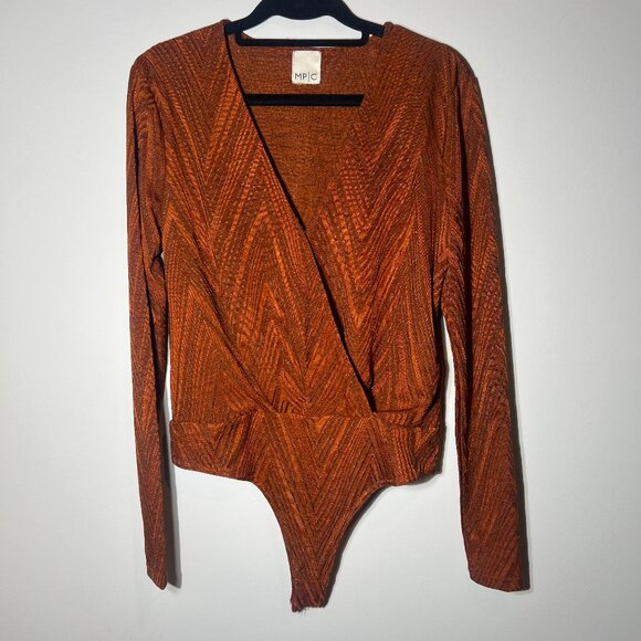 Vintage- looking Orange Long sleeve Bodysuit - Picture 1 of 4